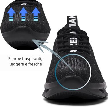 Чоловічі кросівки для бігу, тенісу, фітнесу та повсякденного носіння. Легкі, дихаючі, чорні, 42 EU