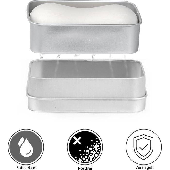 Набір мильниць для подорожей 2 шт. з алюмінію з підсіткою, вологостійкі, нержавіючі мильниці для дому, подорожей, мила та пінки для гоління (срібні)