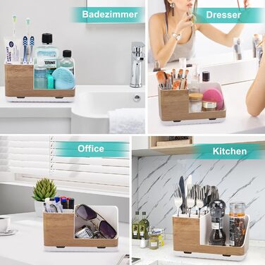 Тримач для зубних щіток у ванну кімнату: органайзер з отвором для стоку, для електричних щіток, знімний, дерев'яний