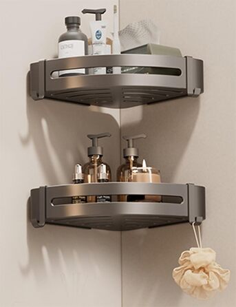 Дзеркальна поличка для душу FOLAI 30см (2 шт.) без свердління, з нержавіючої сталі, сіра