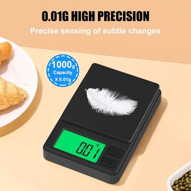 Кухонні ваги Diyife: прецизійна модель 0,01 г з LCD дисплеєм, 1000 г, зелений колір
