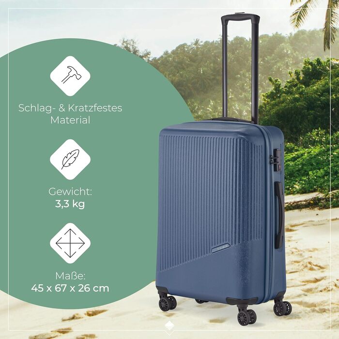 Чохол-валіза Travelite Bali 67 см, 65 літрів, блакитний. Валіза з ABS-пластику з TSA-замком. Розмір M