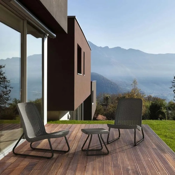 Комплект садових меблів Keter Rio Patio Set для 2 осіб: крісла та столик, антрацит