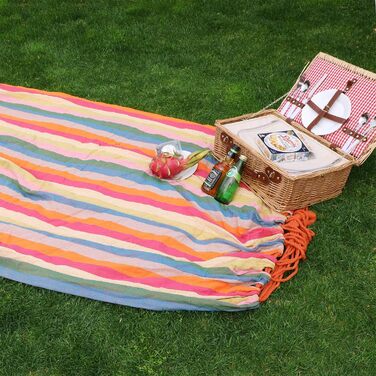 Гамак SONGMICS для двох, 210x150 см, до 300 кг, райдужний - для тераси, балкона, відпочинку на природі (з сумкою, ременями та карабінами)