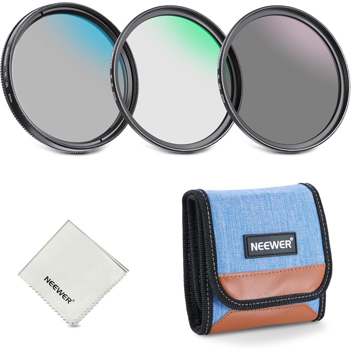Набір фільтрів для об'єктива камери NEEWER UV/CPL/ND (67mm): захисний, поляризаційний, нейтральний фільтр