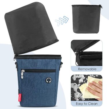 Фурнітура для собак з магнітною застібкою, 2025, практичний мішок для їжі, мішок для ласощів для собак з знімною внутрішньою кишенею | Диспенсер для відходів, блакитний