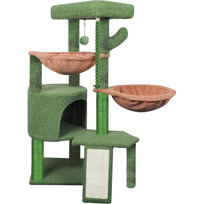 Кігтеточка для котів TWDEPART з ігровим центром, 95 см, зелена
