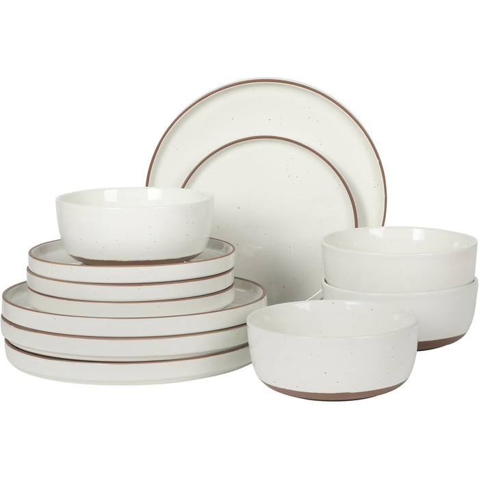 Сервіз набір 16-ти частинний Gibson Elite Northrock Steingut для 4 осіб: тарілки та миски, білий з ручним розписом, кераміка (Northrock)