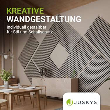 Акустичні панелі Juskys для стін, набір 4 шт (2,88 м²), 120x60 см, шумопоглинаючі декоративні панелі від луни та шуму, колір Дуб (Світлий натуральний дуб)