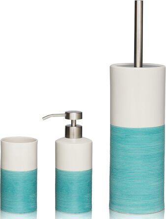 Дозатор для мила Sealskin Doppio, з натурального порцеляни, без свердління, для ванної кімнати та кухні, ручний розпис (Аква, Single)