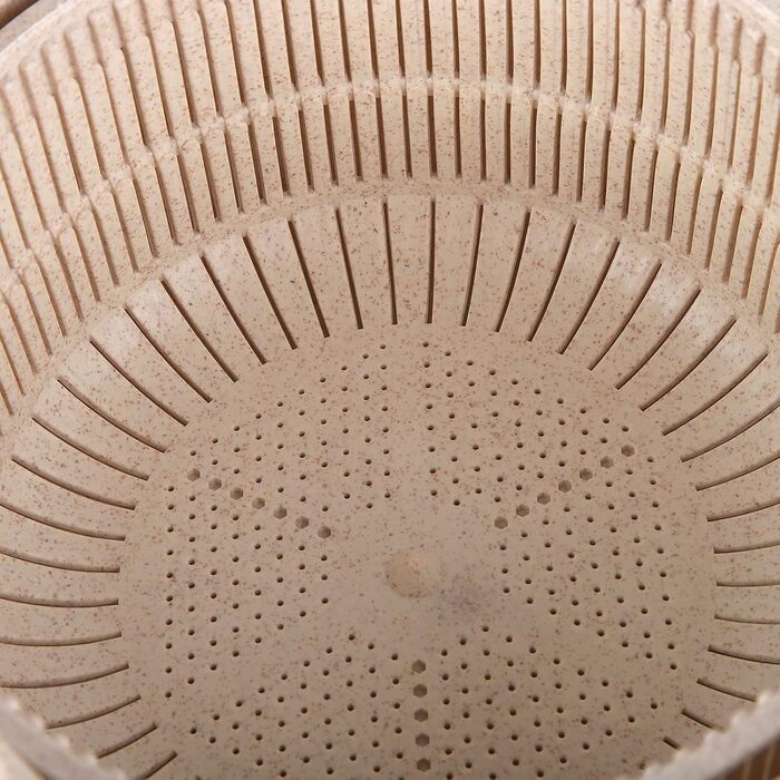 Caiqinlen Salad Spinner, manual, highly efficient, detachable food-grade fruit strainer for the kitchen, for fruit, for home, for vegetables, for rice, for the dining room (Beige)