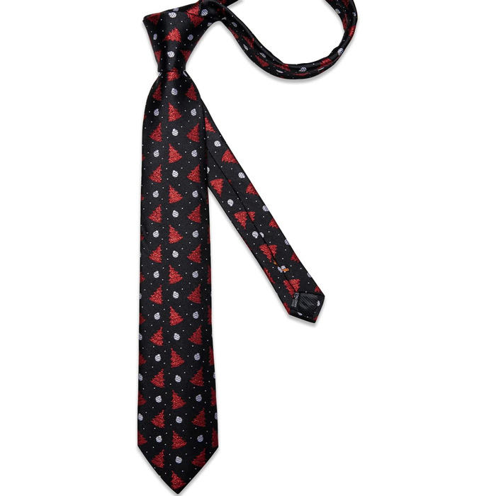 Чоловічий набір для свят: краватка, нагрудна хустинка та запонки DiBanGu з різдвяним малюнком у подарунковій коробці