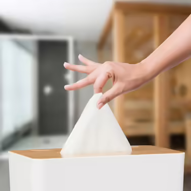 Relaxdays White Towel Box with Bamboo Lid