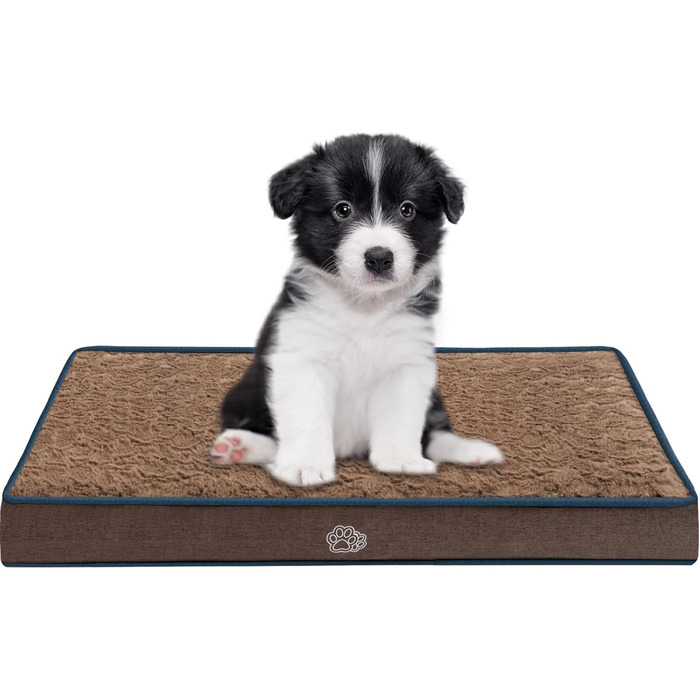 Килимок для собак середніх порід, водовідштовхувальний, 76x50x7,5 см, знімний чохол, підтримуючий, для собак, середнього розміру (колір: коричневий)