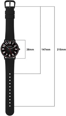 Жіночий годинник Flache з кварцовим механізмом, аналоговий дисплей, шкіряний/силіконовий ремінець, дата, 39 мм, чорний