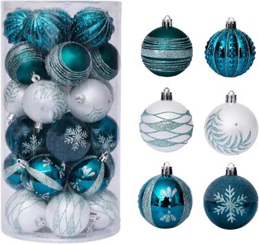 30 шт. Новорічні кулі, прикраси на ялинку, синій та білий, 6 см. Ручна робота, з гачком. Новорічні прикраси для ялинки та різдвяний декор.