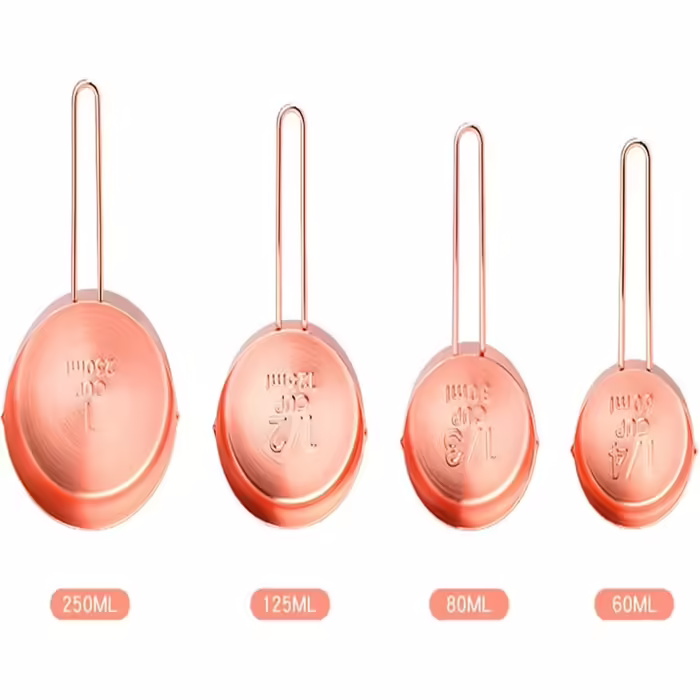 ChengBeautiful Messlöffel Messbecher Messlöffel Set Kuchen Messbecher Backwerkzeug Schnalle Messerschale Messlöffel Set Rose Gold Zum Backen Kochen Küche (Color : Rose Gold, Size : 8PS)