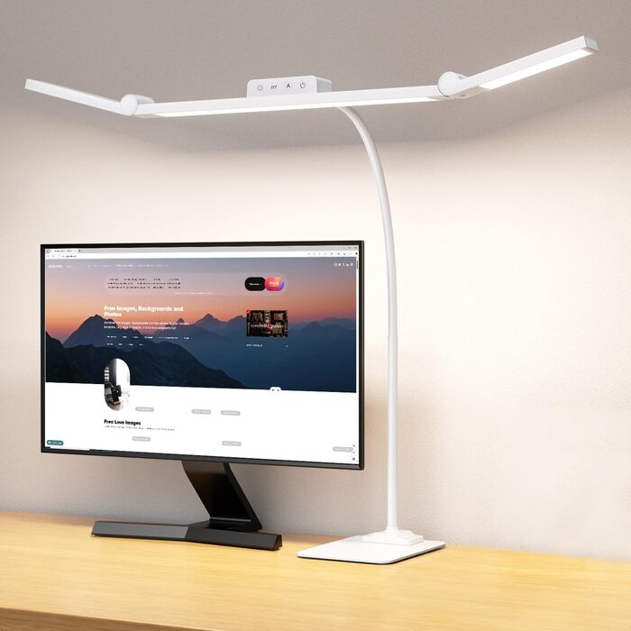 LED лампа для столу EppieBasic з кріпленням, 24W, 3 насадки, регулювання яскравості, 1200LM, захист очей, 4 колірні температури, таймер 30 хв, для офісу та дому