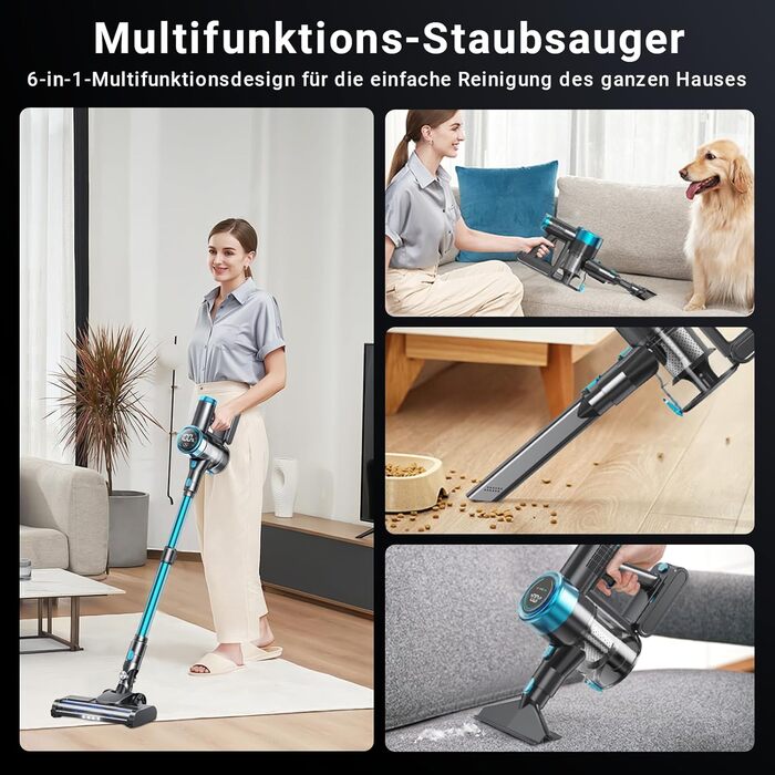 Cordless Vacuum Cleaner, 45000Pa/550w/65 Mins Vacuum with LED Touchscreen, 1.5L Dust Collector, Cordless Vacuum for Pet Hair, Hardwood Floors, Tiles, Carpets, and Car Interiors