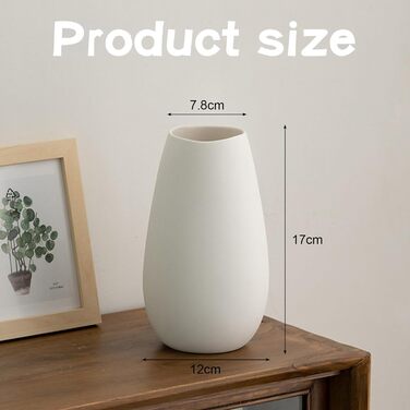 Керамічна ваза RANJIMA біла, ваза для квітів, декор, сучасний стиль, кругла, для пампас трави, 17 см, для дому та офісу