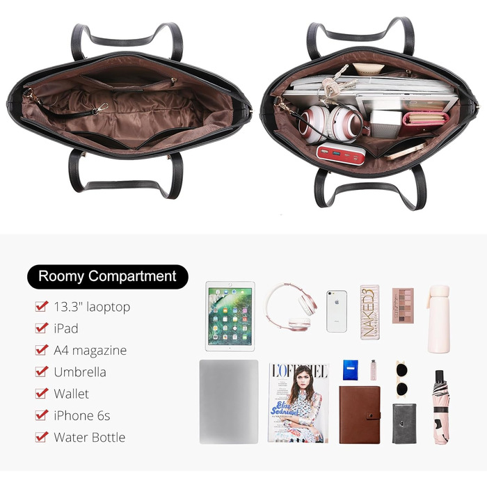 Сумка жіноча LOVEVOOK шопер шкіряний 3-в-1 чорна (C Schwarz) велика містка