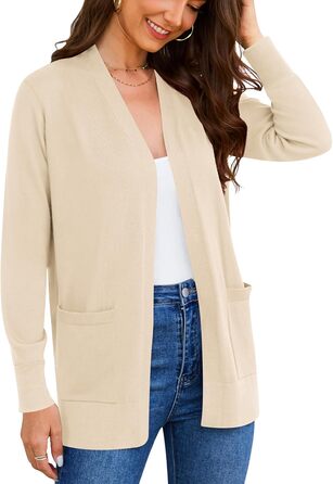 Жіночий кардиган-світшот з довгим рукавом, м'який в'язаний жилет з кишенями (S-3X)