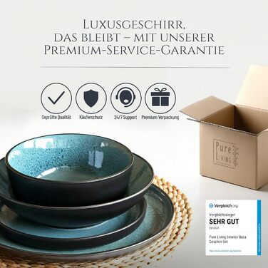 Набір посуду Steingut Ibiza 48 предметів на 12 осіб - Petrol (Чистий Living)