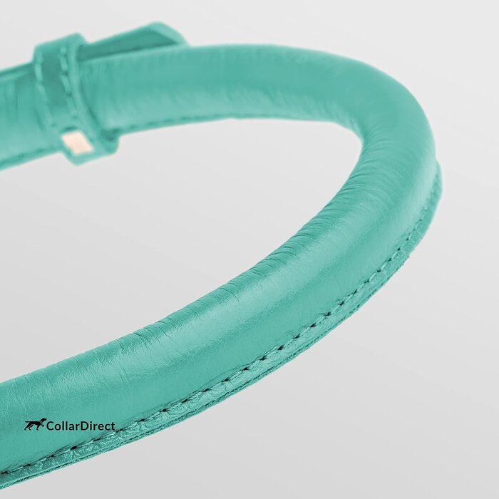 Шкіряний ошийник для собак CollarDirect, круглий, м'який, з роллом, ручної роботи, справжня шкіра, для цуценят, котів, малих та великих собак, рожевий, червоний, фіолетовий, блакитний (м'ятний, 15-18 см)