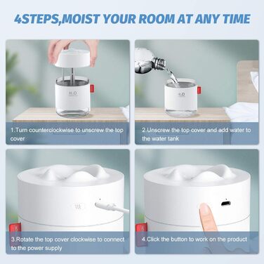 Ультразвуковий зволожувач повітря 500 мл Mini USB - тихий зволожувач для дому, офісу, йоги, з автовимкненням, до 18 годин роботи