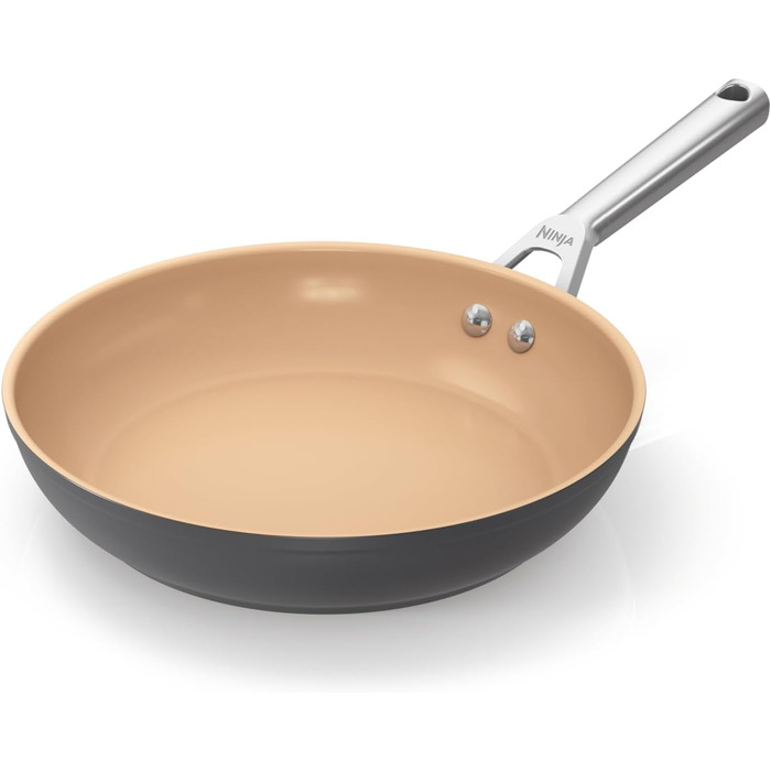 Ninja Extended Life 24 cm Ceramic Non-Stick Fry Pan (PFOA, PFA, Lead, and Cadmium-Free), Induction Compatible, Stainless Steel Handle, Oven Safe up to 285 °C, Terracotta and Gray, CW90024UK Frying Pan, 24 cm