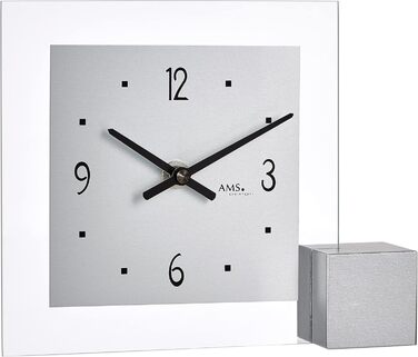 AMS Quartz Table Clock, Silver, 19 x 16 x 4 cm