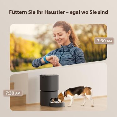 Автомат для годування котів та собак, 5л, інтелектуальний, програмований, білий/чорний