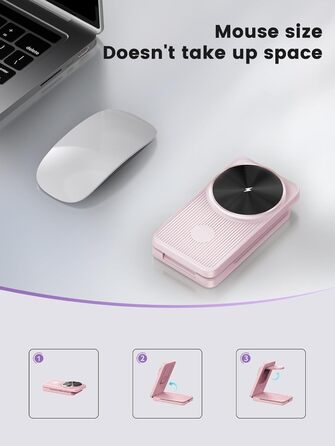 Магнітна зарядна станція 3-в-1 для Samsung Galaxy S26 Ultra, S25, Z Fold 7, Z Flip 7, Galaxy Watch Ultra 8/7/6, Buds Pro 3 (Рожева) - Бездротова зарядка Magsafe