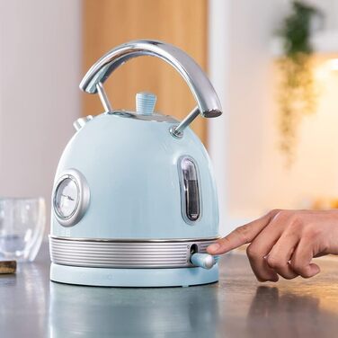 Електричний чайник Cecotec ThermoSense 420 Light Green: 1,8 л, 2200 Вт, регулювання температури, нержавіюча сталь, вінтажний стиль, зелений (блакитний)