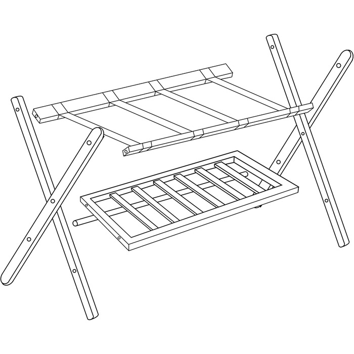 Relaxdays Folding Suit Stand, Suit Stool Wood, HBT: 54.5 x 66 x 44.5 cm, 2 Shelves, Suit Storage Hotel, white, 10029975_49