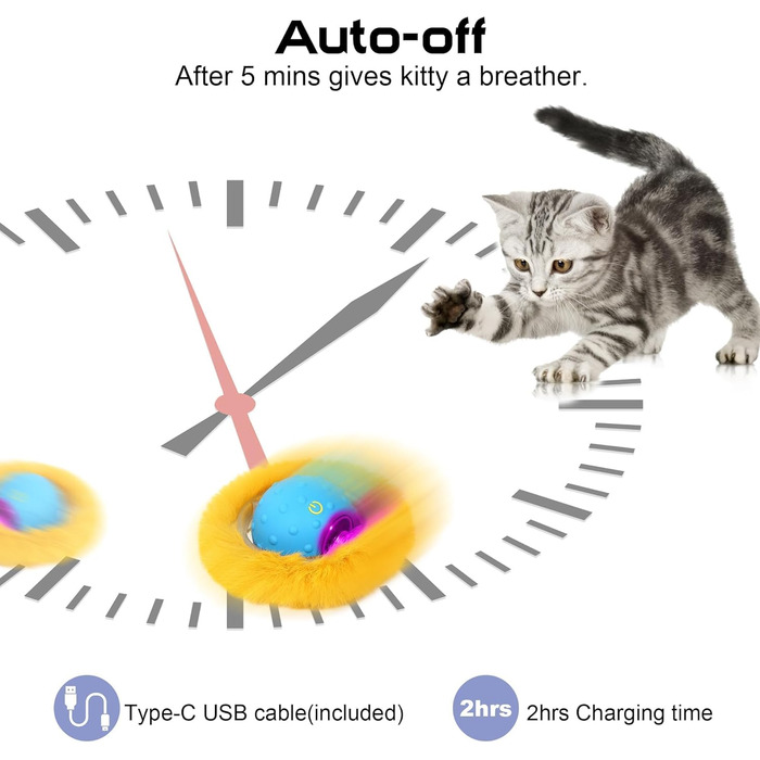 PUHOHUN Cat Toy Ball for Adult Cats Indoor | Interactive Automatic Cat Toy Ball | Fast Rolling - Motion-Activated Chirping | Mouse-Hunting Game (Brown)
