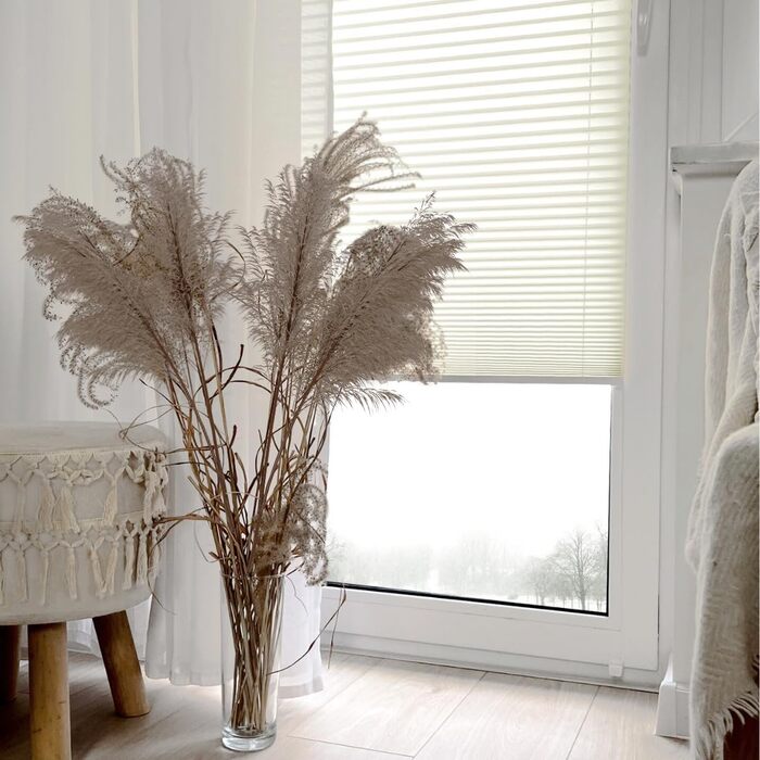 Home-Vision Premium Pleated Blinds, Custom-Made, for Interior Frames, Height, Fabric Color, and Profile Colors, Opaque Blind for Windows & Doors, Sunshade Roller in Various Widths (Clamp-on, Height 50-149 cm)