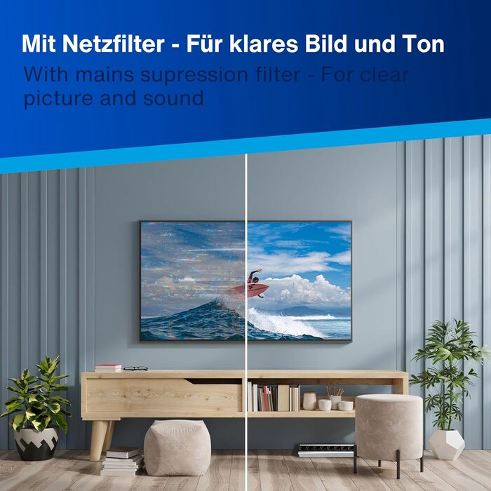 Многофункціональна мережева розетка SupraGuard з вимикачем, 2.5м кабель, захист від перенапруги та мережевий фільтр (Aluopik, 9 розеток)