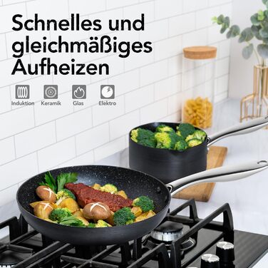 Набір каструль та сковорідок Michelangelo Kochtopf Set 10 шт. з кришкою, індукційне дно, чорний, з сито-кришкою та пароваркою