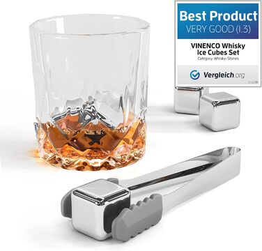 Набір кубиків льоду для віскі з нержавіючої сталі (8 шт.) - 12 шт. кубиків, щипці, мішечок, аксесуар для бару, коктейлів, джин