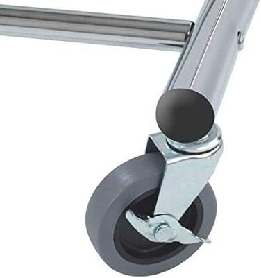 WENKO Clothes Rack, Folding, Clothes Storage with Adjustable Clothes Rail and Wheels, Plastic/Metal, 88 x 100-168 x 11-49 cm, Chrome/Grey (188 x 49 x 116 cm)