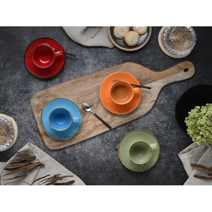 Набір посуду CreaTable Serie Nature Collection 8 предметів для 4 осіб, кавовий сервіз з кераміки, для капучино та еспресо, придатний для мийки в посудомийній машині та мікрохвильової печі