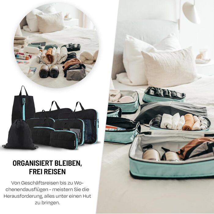 Набір кубиків-органайзерів для подорожей Atacama Premium: компресійні мішки для рюкзака та валізи (набір 6/8)