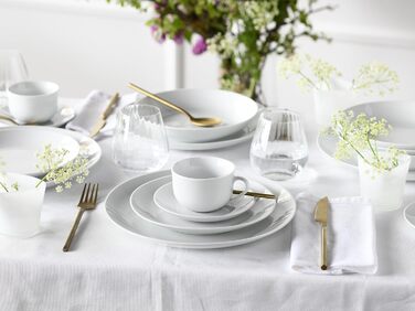 CreaTable Серія Luna Weiss: 12-Piece Dinner Set for 6, Porcelain, Dishwasher & Microwave Safe