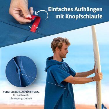 AUTDOOR® Microfiber Bathrobe for Women & Men - sustainably made from 100% recycled PET bottles - towel as a changing assistant for beach and water sports - quick-drying & compact (Blue, Medium)