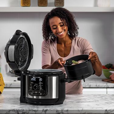 Ninja Foodi MAX Multi-Cooker, 7.5L, 9-in-1 Multi-Cooker, Pressure Cooker (Fast Cooking), Air Fryer (Hot Air Frying), Slow Cooker (Slow Cooking), Grilling and more, Brushed Steel & Black, OP500EU