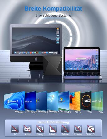 Зовнішній CD/DVD привід USB 3.0 та USB-C, оптичний накопичувач CD/DVD +/-RW ROM для ноутбука, ПК, MacBook, iMac (Windows, MacOS, Linux)