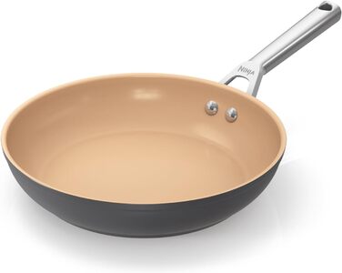 Ninja Extended Life 24 cm Ceramic Non-Stick Fry Pan (PFOA, PFA, Lead, and Cadmium-Free), Induction Compatible, Stainless Steel Handle, Oven Safe up to 285 °C, Terracotta and Gray, CW90024UK Frying Pan, 24 cm