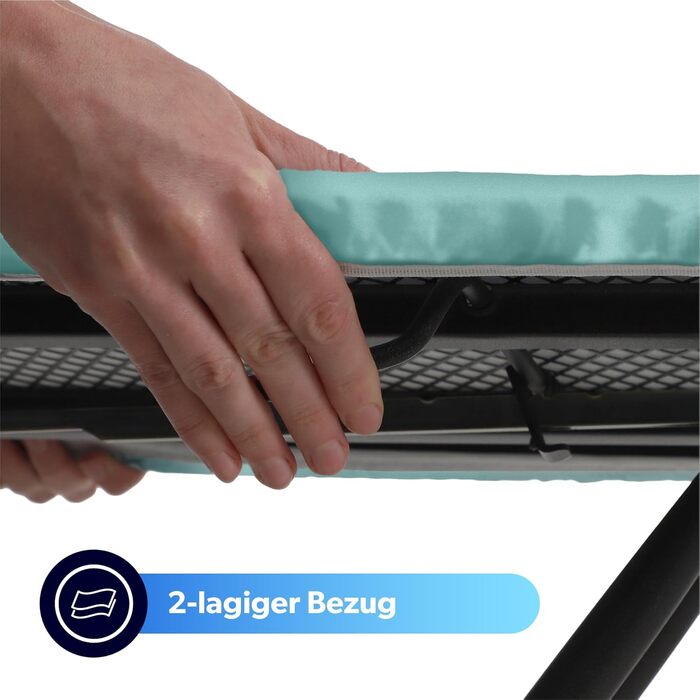 KADAX Ironing Board, 120x38 cm Folding Ironing Table, Height-Adjustable Steam Ironing Table, Steam Ironing Board with Non-Slip Feet, Table with 8mm Foam Padding (Mint)
