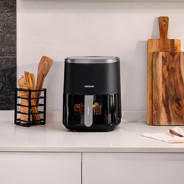 Фритюрниця без олії Cecotec Cecofry Fantastik Window 4000, 4 л, 1400 Вт, 9 програм, сенсорне управління, PerfectCoo, 80-200ºC, чорний